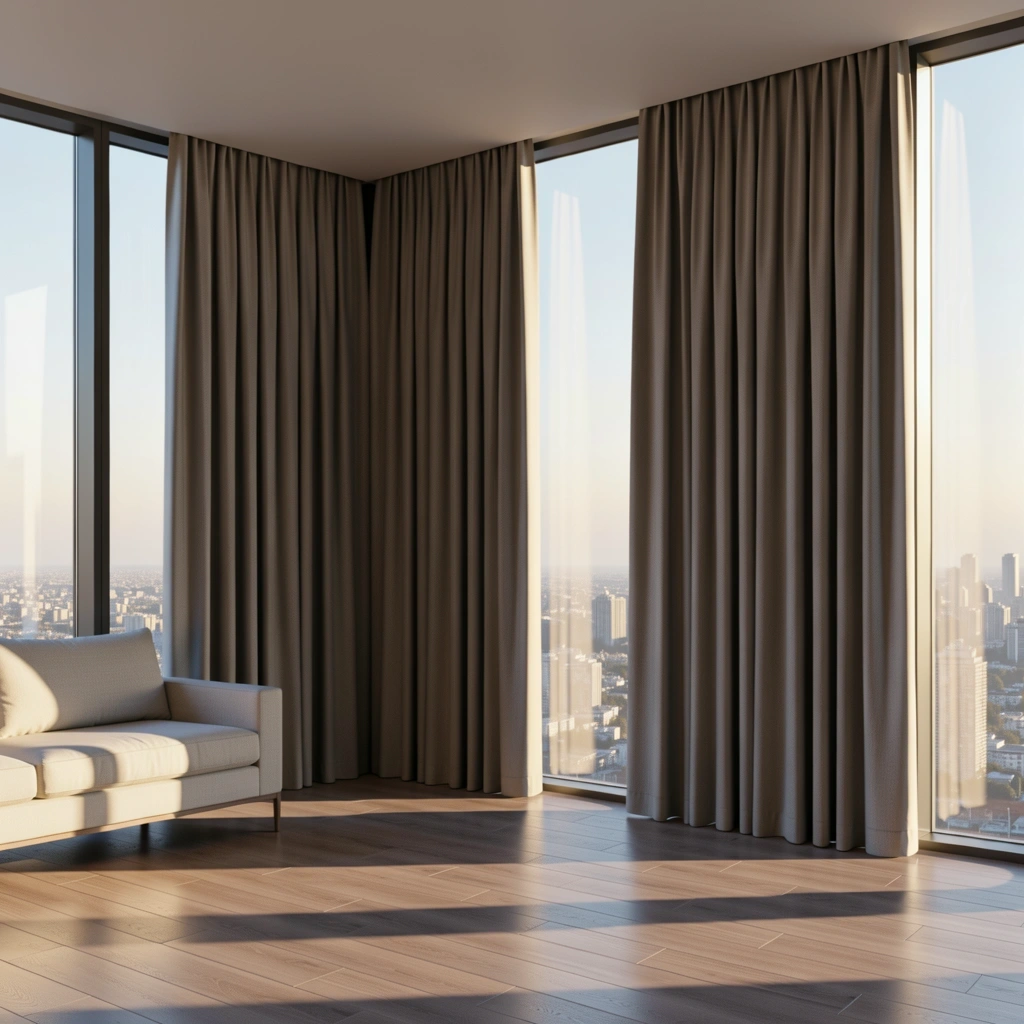 Persianas blackout bloqueando la luz urbana